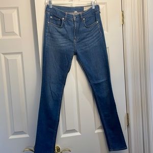 RAG AND BONE, 10 inch skinny jeans, traditional blue wash, navy, denimn, size 28